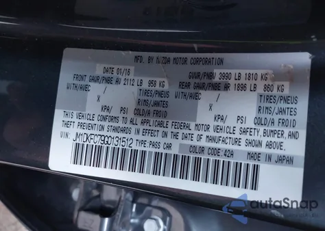 2016 Mazda Cx-3 Touring from USA, damaged, VIN JM1DKFC79G0131512